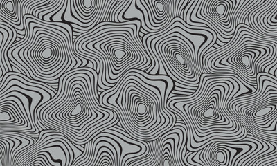 Abstract Black and White Contour Line Map Op Art Pattern