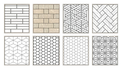 Architectural CAD Hatch Pattern Set, Vector Collection of Abstract Line Textures, Mosaic, Brick, Tile, and Stone Patterns for Architecture, Interior, and Landscape Design Plans
