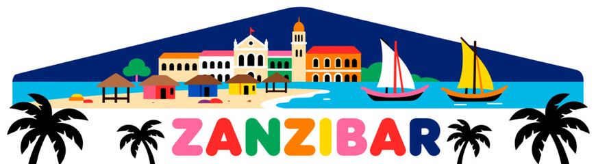 Fototapeta premium Zanzibar skyline vector art on white background