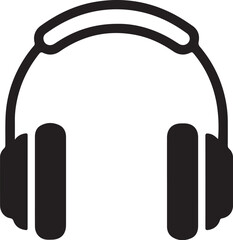 Black Silhouette Icon of Over- Ear Headphones with a Headband on a White Background audio music on transparent background