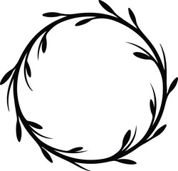 Illustrator Simple floral branch wreath nature decoration Silhouette vector