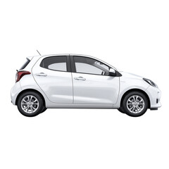 Fototapeta premium White compact car, small passenger vehicle, side view isolated on transparent White background png 