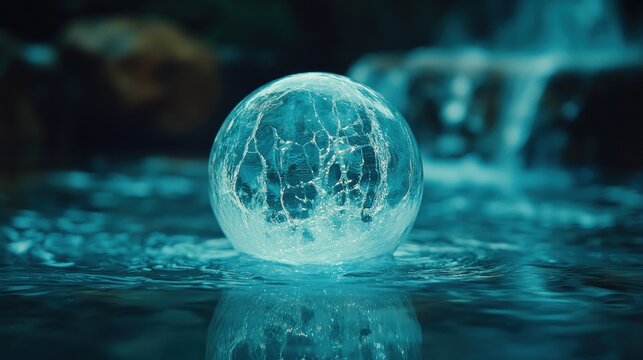 Crystal orb on water, tranquil scene - Powered by Adobe