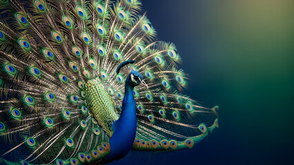 Majestic Peacock Displaying Its Vibrant Plumage in a Breathtaking Fan