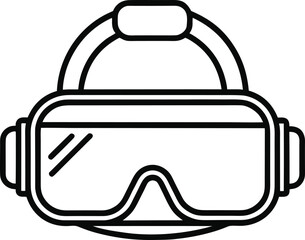 Virtual reality headset outline icon on white background