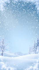 Fototapeta premium Snowy Mountain Background - Winter Landscape Illustration with Frosty Hills and Copy Space