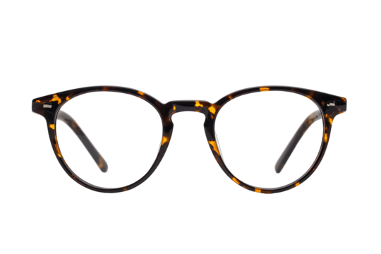 Round tortoiseshell acetate glasses featuring isolated on transparent White background png