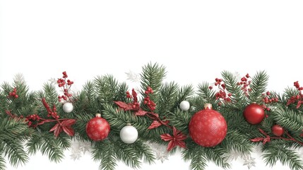 christmas branches border with decorations  festive holiday cutout design