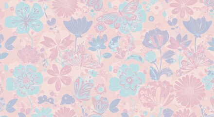 Pastel Floral Butterfly Pattern: Delicate, Whimsical, and Seamless Design.
