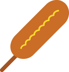 Golden Corn Dog with Mustard Vector Illustration