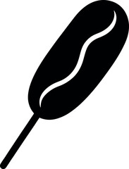 Corn Dog Silhouette with Mustard Vector Icon