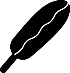 Corn Dog Silhouette Icon with Mustard Line