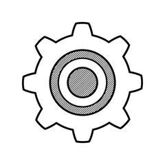 Gear icon illustration representing settings, preferences, mechanics, engineering, development, configuration, process, industry, technology, service, innovation, and digital concept symbol