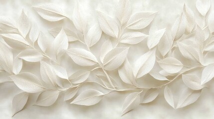 Obraz premium Delicate white paper leaves arranged on a light beige surface
