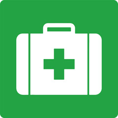 first aid kit box icon on green background medical healthcare emergency equipment sign