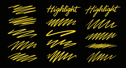 Yellow Highlight Marker Strokes and Text Elements.