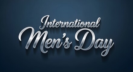 Obraz premium Elegant metallic text celebrates International Men's Day on a sophisticated dark background