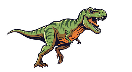 Illustration of a Tyrannosaurus Rex with Green Stripes.