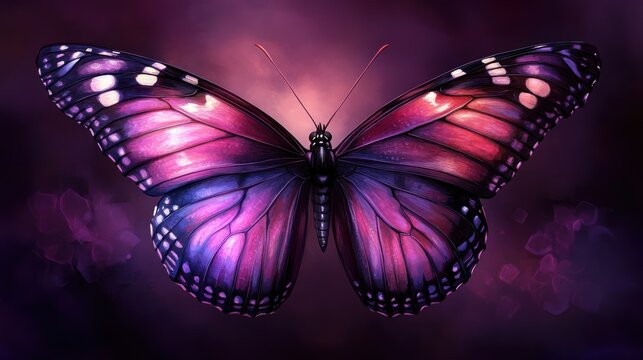 Detailed illustration of a vibrant purple butterfly - Powered by Adobe