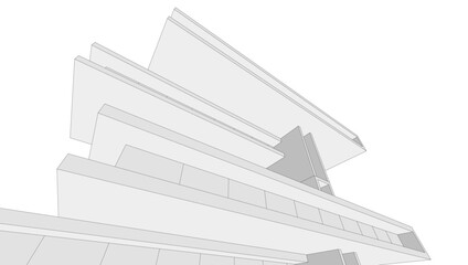 Architectural drawings vector 3d illustration