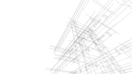 Fototapeta premium Architectural drawings vector 3d illustration