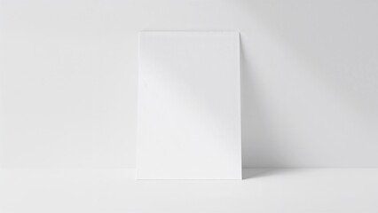 Naklejka premium An empty white canvas or board standing on a white surface with a clean, minimal background.