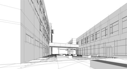 Architectural drawings vector 3d illustration