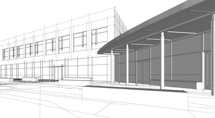 Architectural drawings vector 3d illustration