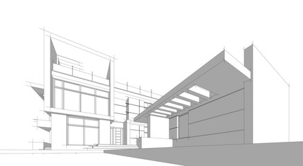 Architectural drawings vector 3d illustration