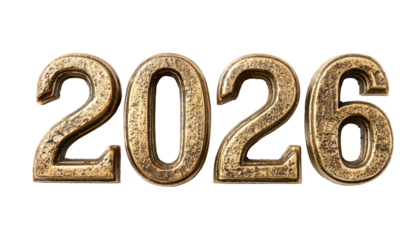 2026 year number in classic Roman numerals isolated on transparent White background png