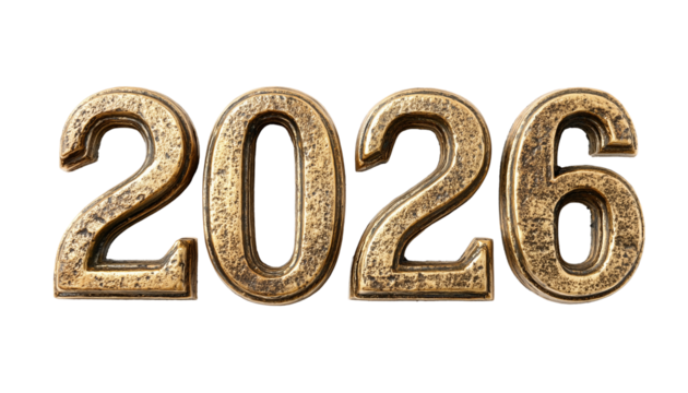 2026 year number in classic Roman numerals isolated on transparent White background png