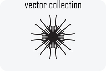 Obraz premium Abstract geometric starburst vector art collection a black and white radial design with intricate lines emanating from a central point