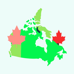 canada map simple flat color vector artwork
