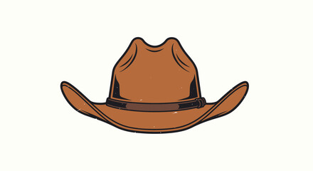 Brown Cowboy Hat Illustration on White Background.