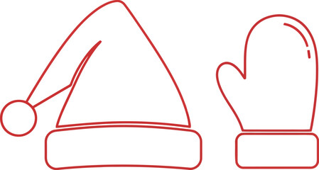 Santa hat mitten christmas winter holiday festive season december cold xmas red