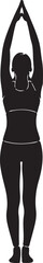 Woman in Mountain Pose Vector Illustration Exercising Yoga and Fitness with Arms Raised Up in Black Silhouette Standing on Isolated Background for Meditation Training of Mindful Posture