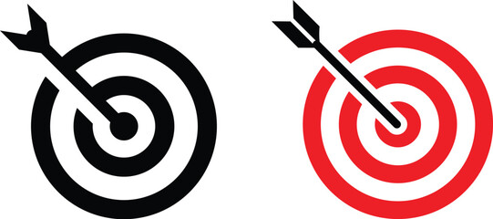 Target icon set.Target Line Icon Design, Editable Stroke, Pixel Perfect, Stock Illustration. Goal symbol collection. Simple target with arrow. Darts icon. Hitting the bullseye icon line and flat style