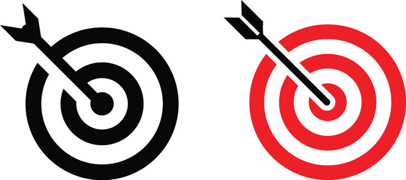 Target icon set.Target Line Icon Design, Editable Stroke, Pixel Perfect, Stock Illustration. Goal symbol collection. Simple target with arrow. Darts icon. Hitting the bullseye icon line and flat style