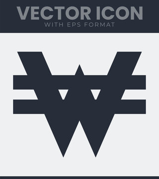 South korean won currency exchange symbol vector icon, skw money transaction finance graphic
