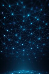 A network of glowing blue dots connected by lines in a geometric pattern.