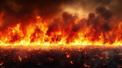 Fiery destruction, city engulfed in flames