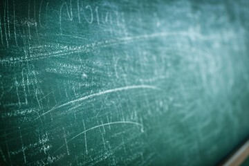 Chalk rubbed out on green chalkboard blackboard text intelligence.
