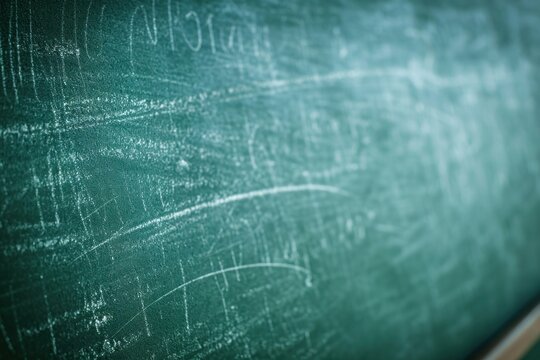 Chalk rubbed out on green chalkboard blackboard text intelligence.