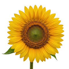 Obraz premium Vibrant yellow sunflower with detailed petals and seed center isolated on transparent background