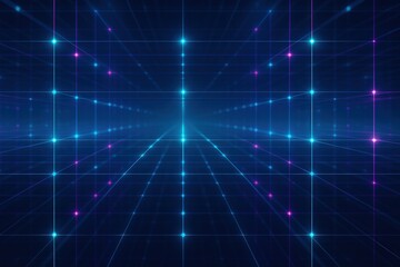 Futuristic grid background with glowing nodes creates a digital perspective.