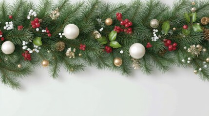 christmas branches border with decorations festive holiday cutout design