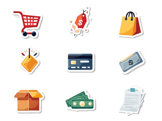 Mega sale shopping element icons vector