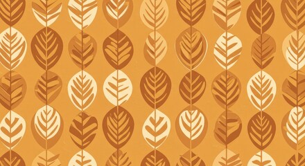 Retro Leaf Pattern: Autumnal, Textured, Repeating Design in Warm Tones
