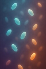 An abstract view of floating pills with a vibrant color scheme in blue & orange.