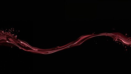 Red liquid wave flowing across a black background. Artistic liquid art, fluid dynamics, abstract design. The concept of movement and flow in liquid form.